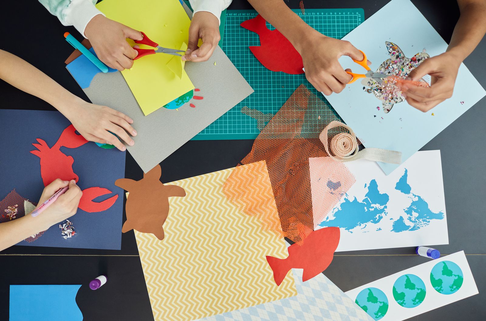 Kids doing craft activities